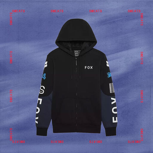Fox hoodie with stylized text calling out men's clothing