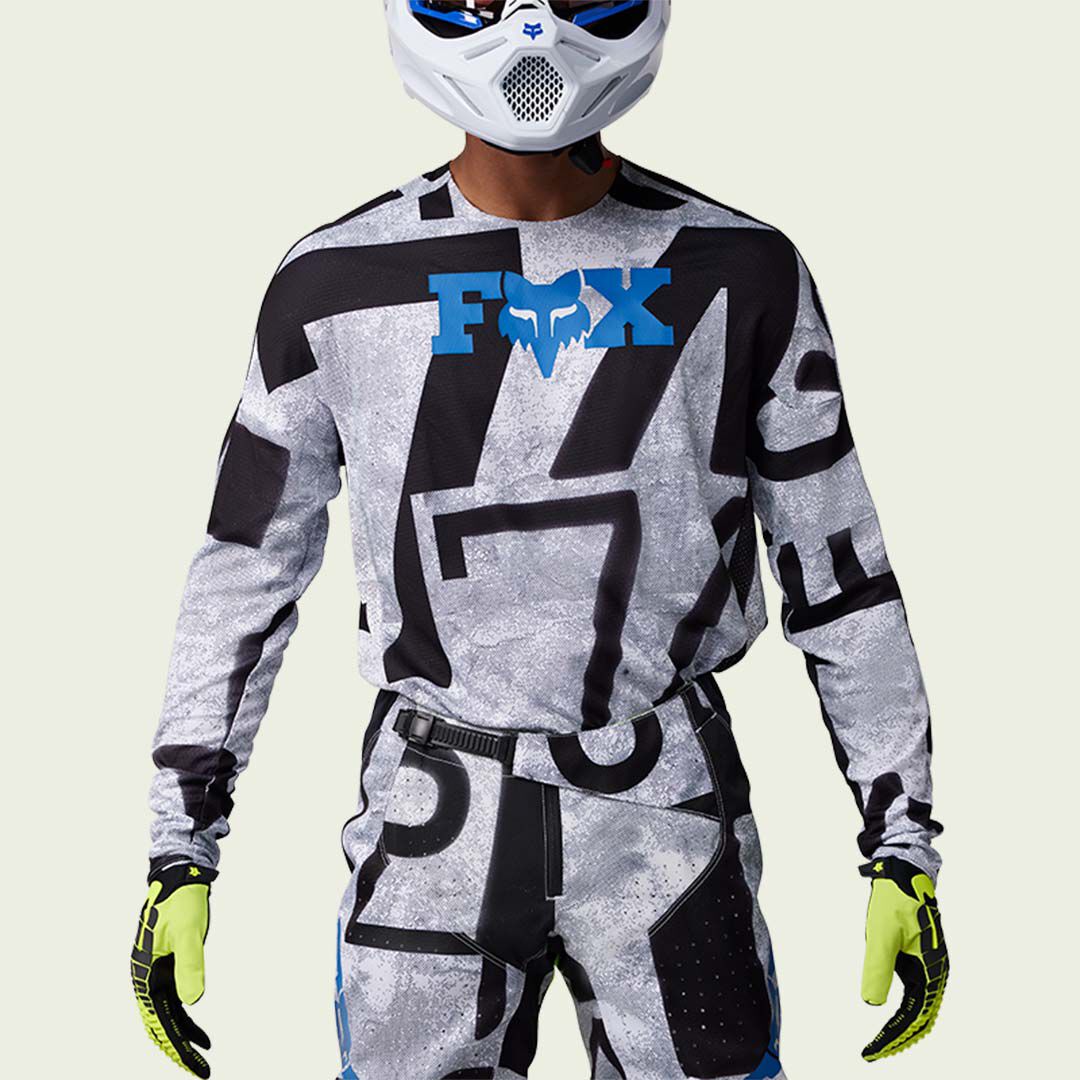Chemise Fox Racing Homme – Manches Longues – Jersey Noir Et Bleu – Motocross – Taille L – Occasion Parfait