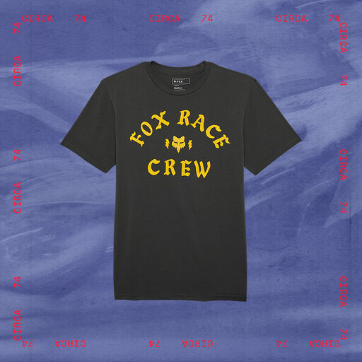 fox tee with stylized text calling out circa 74 collection