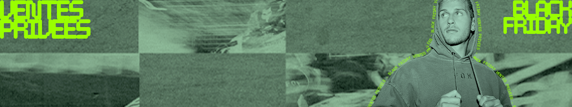 Animated image with a male model and an MTB and Moto rider that announces the launch of the Fox Racing Black Friday Private Sale. There is text on the image saying Private Sale Black Friday.